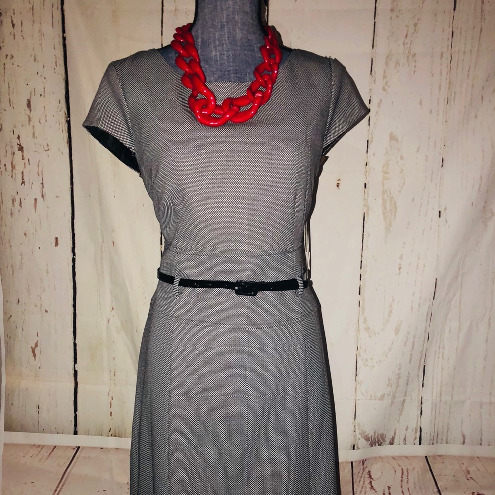 Black & White Belted Dress